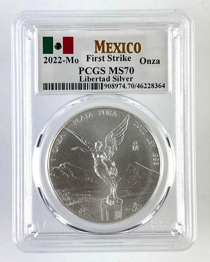 2022 Mo Mexico Libertad 1 Onza 1 Oz .999 Fine Silver PCGS Graded MS70: 2022 Mo Mexico Libertad 1 Onza 1 Oz .999 Fine Silver PCGS Graded MS70