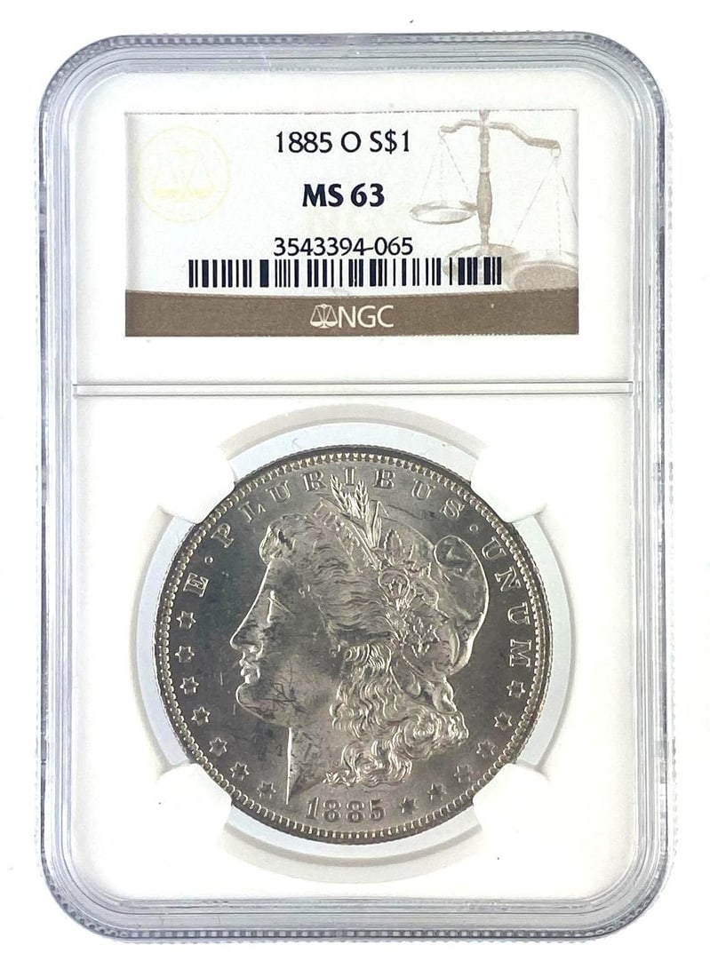 1885 O US Morgan Silver Dollar NGC Graded MS63: 1885 O US Morgan Silver Dollar NGC Graded MS63
