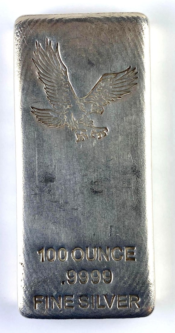 Engelhard 100 Oz .9999 Fine Silver Eagle Ingot/ Bar: Engelhard 100 Oz .9999 Fine Silver Eagle Ingot/ Bar