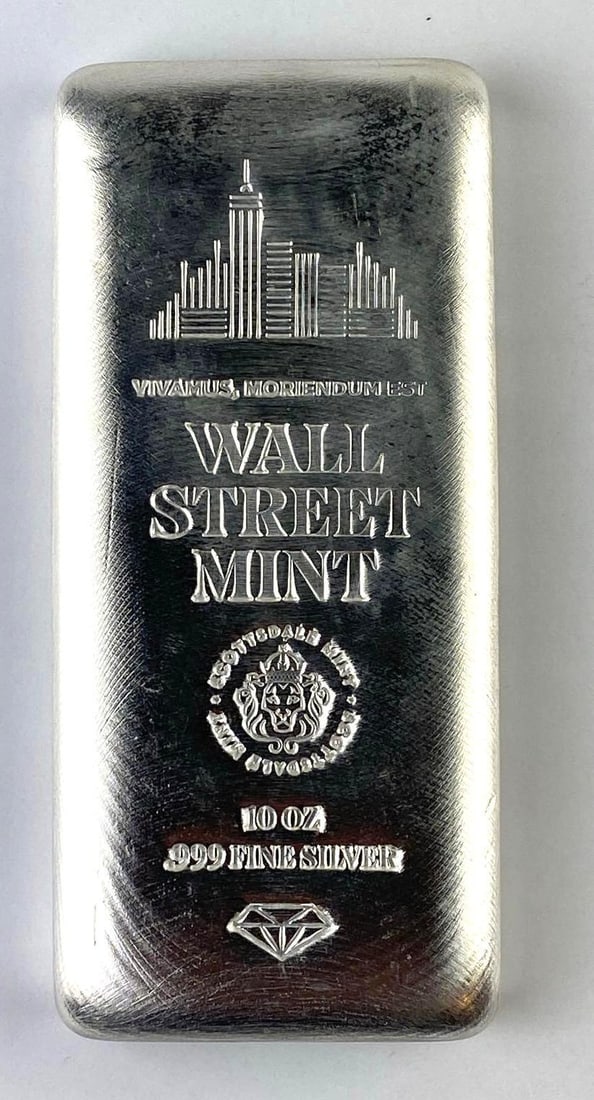 Wall Street Mint 10 Oz .999 Fine Silver Scottsdale Lion Ingot/ Bar: Wall Street Mint 10 Oz .999 Fine Silver Scottsdale Lion Ingot/ Bar