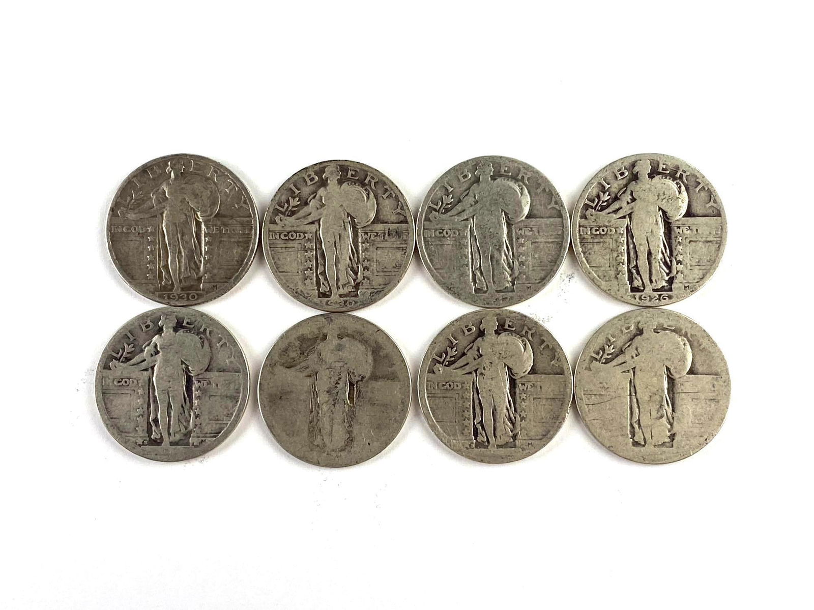 Group of 8 US Standing Liberty Silver Quarters (1 of 2)