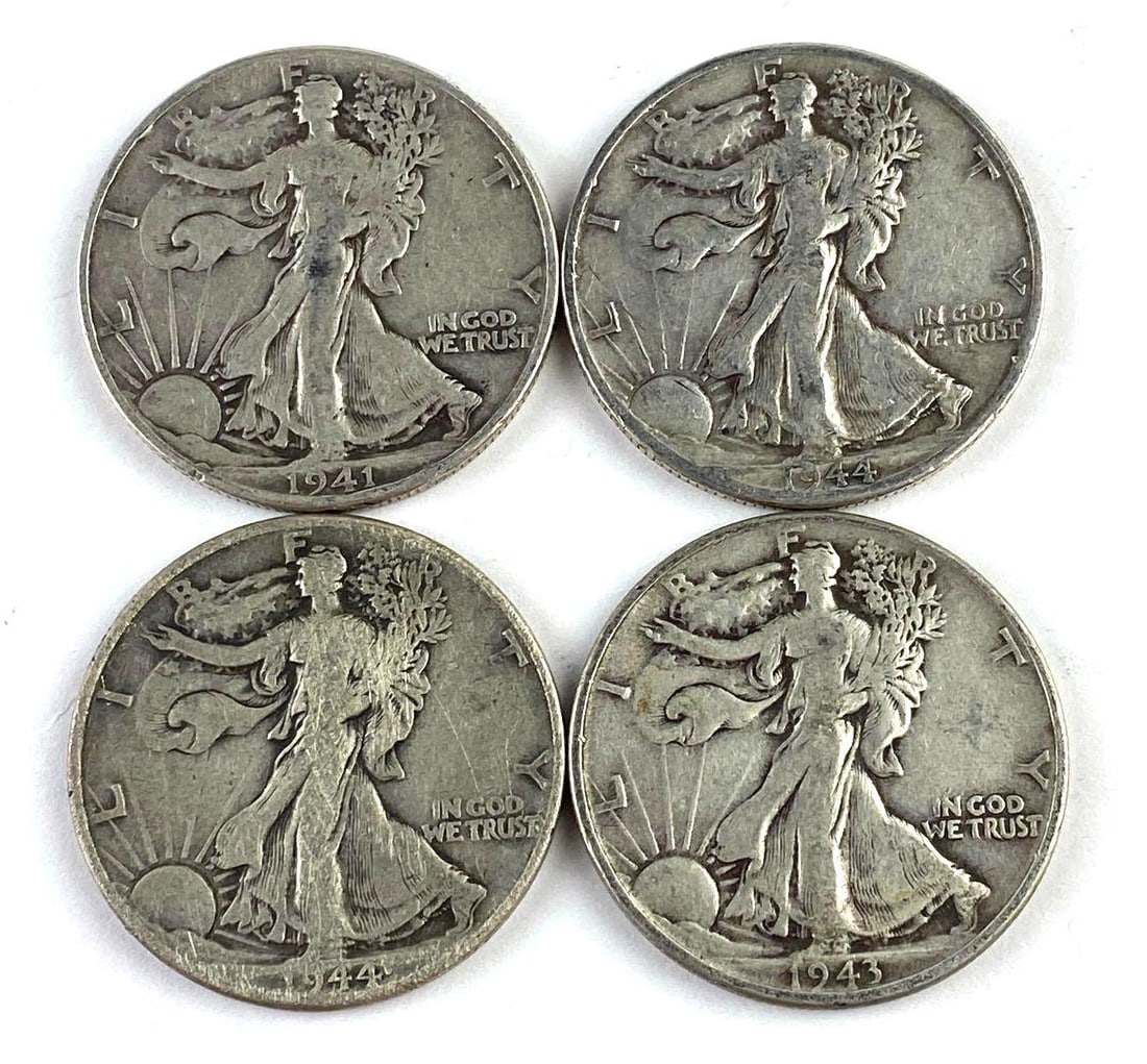 Group of 4 US Walking Liberty Silver Half Dollars (1 of 2)