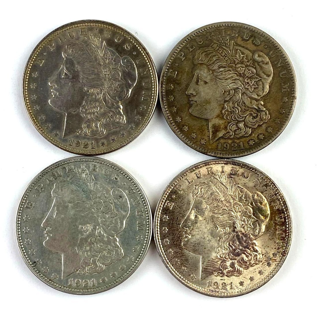 Group of 4 1921 US Morgan Silver Dollars: Group of 4 1921 US Morgan Silver Dollars