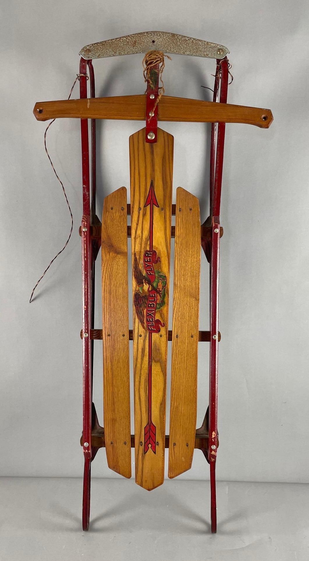 Vintage SL Allen Flexible Flyer No. 44 J Runner Sled: 3rd party shipper recommended. Measures 44 1/2" x 21" x 5 3/4"