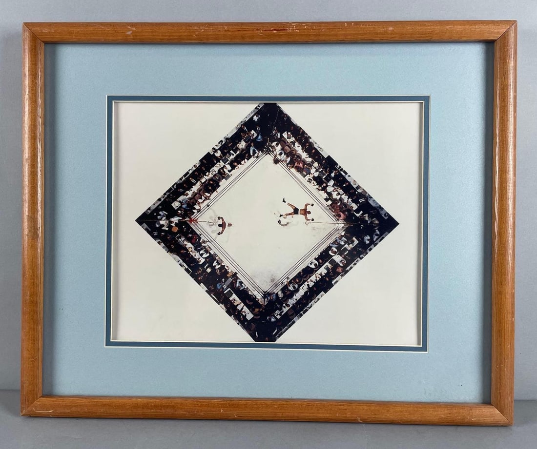 Ali Knocks out Williams Aerial Photo: Ali Vs. Cleveland Williams, Houston Astrodome 1966 by renowned sports photographer Neil Leifer, blurb on back, frame measures 17 1/4" x 21 1/4"