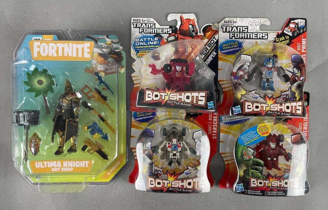 Group of Hasbro Transformers Bot Shots Battle Game Figures: Includes Fortnite ultimate knight action figure