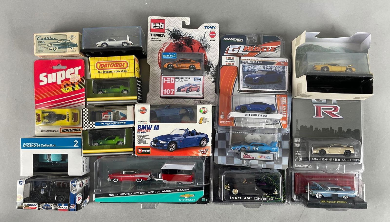 Group of Assorted Die-Cast Vehicles: Includes matchbox, M2, Greenlight, 1/64 scale