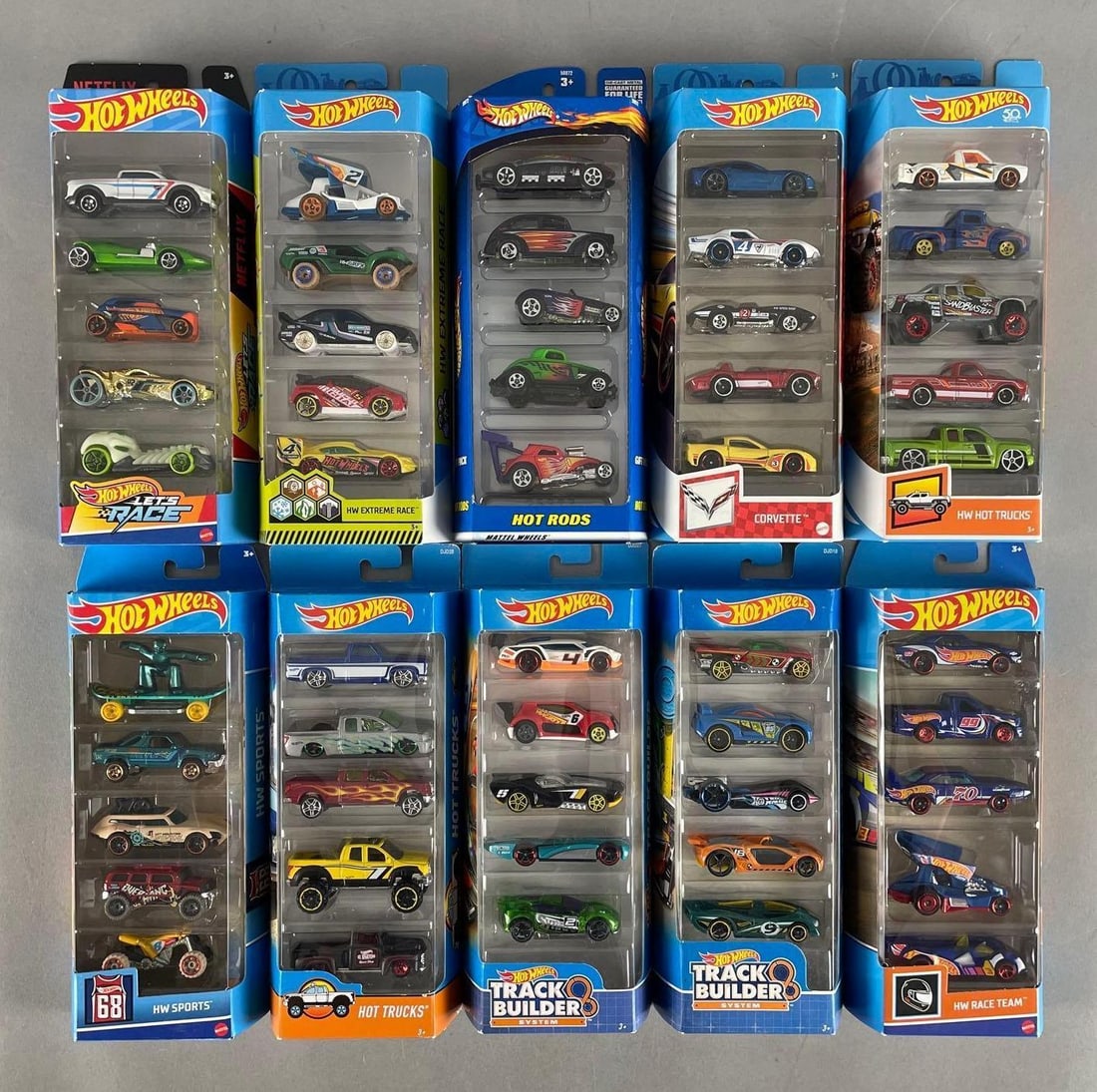 Group of Mattel Hot Wheels Die-Cast Vehicle Gift Packs: Includes Hw sports, hot rods