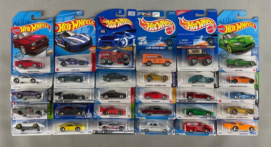 Group of Mattel Hot Wheels Die-Cast Vehicles: Includes Porsche, Lamborghini