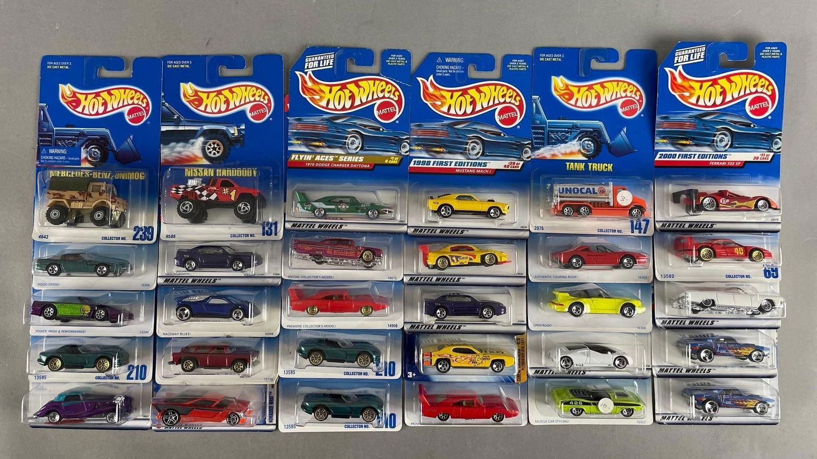 Group of Mattel Hot Wheels Die-Cast Vehicles: Includes cereal crunchers, Ferrari