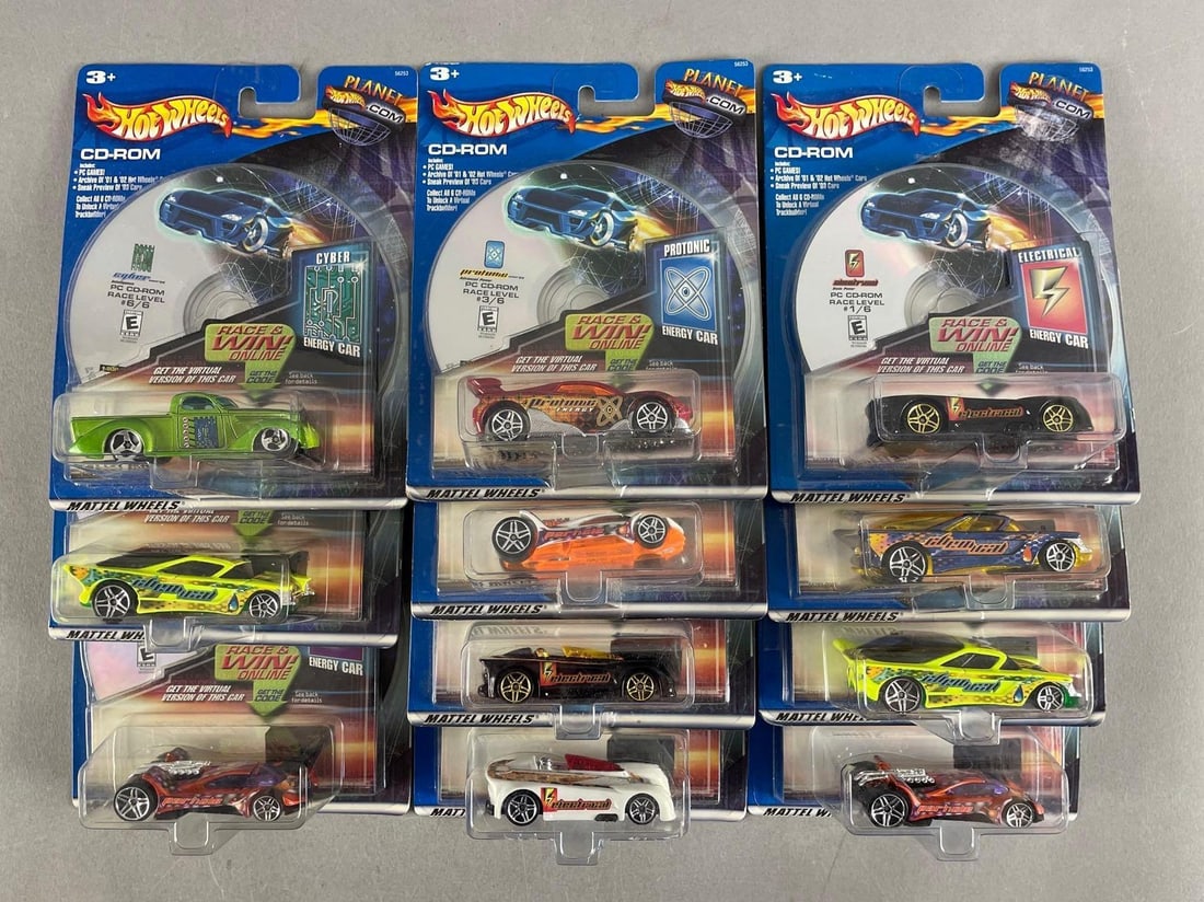 Group of Mattel Hot Wheels CD-Rom Die-Cast Vehicles: Original packaging