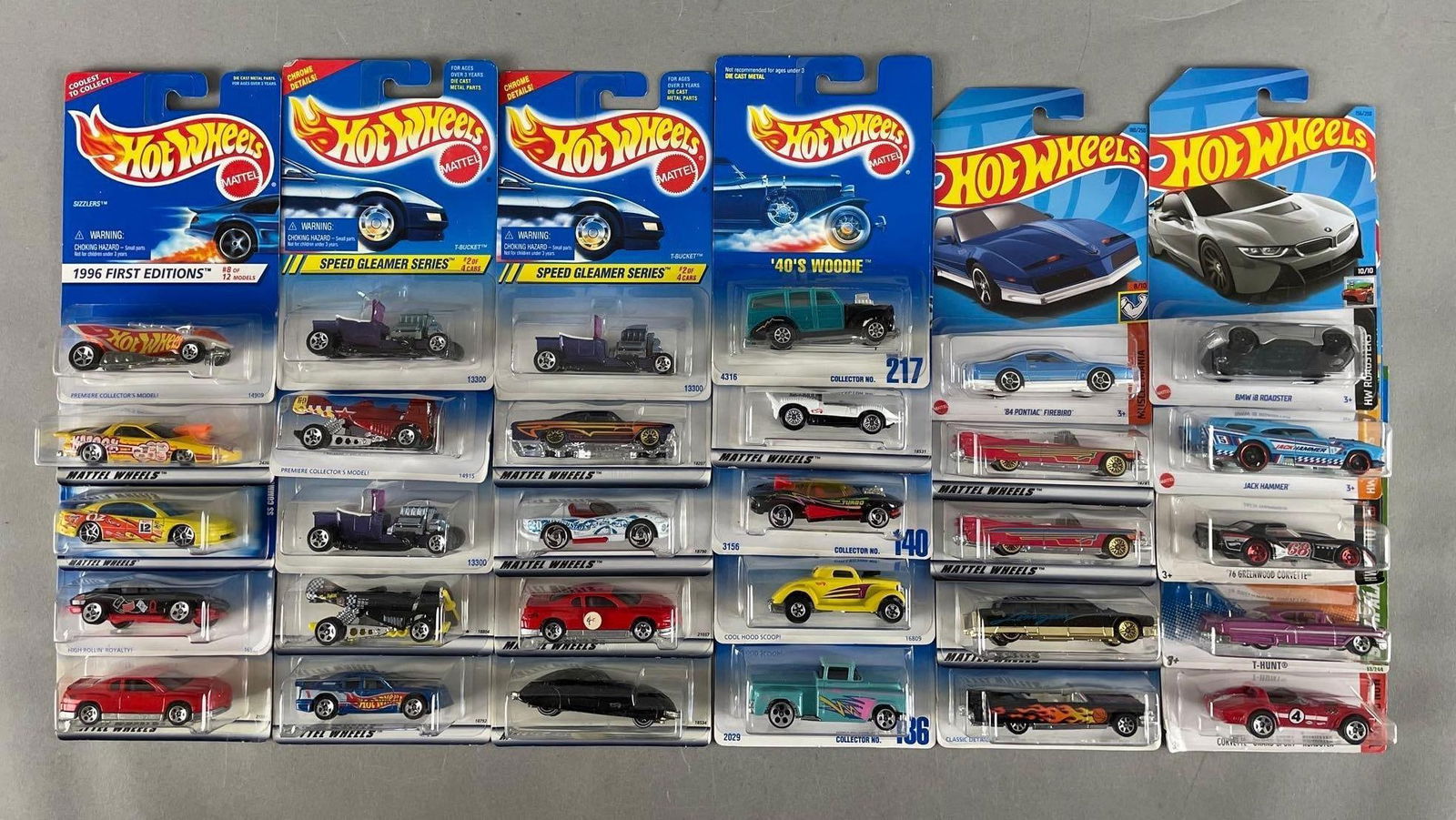 Group of Mattel Hot Wheels Die-Cast Vehicles: Includes corvette roadster, jack hammer