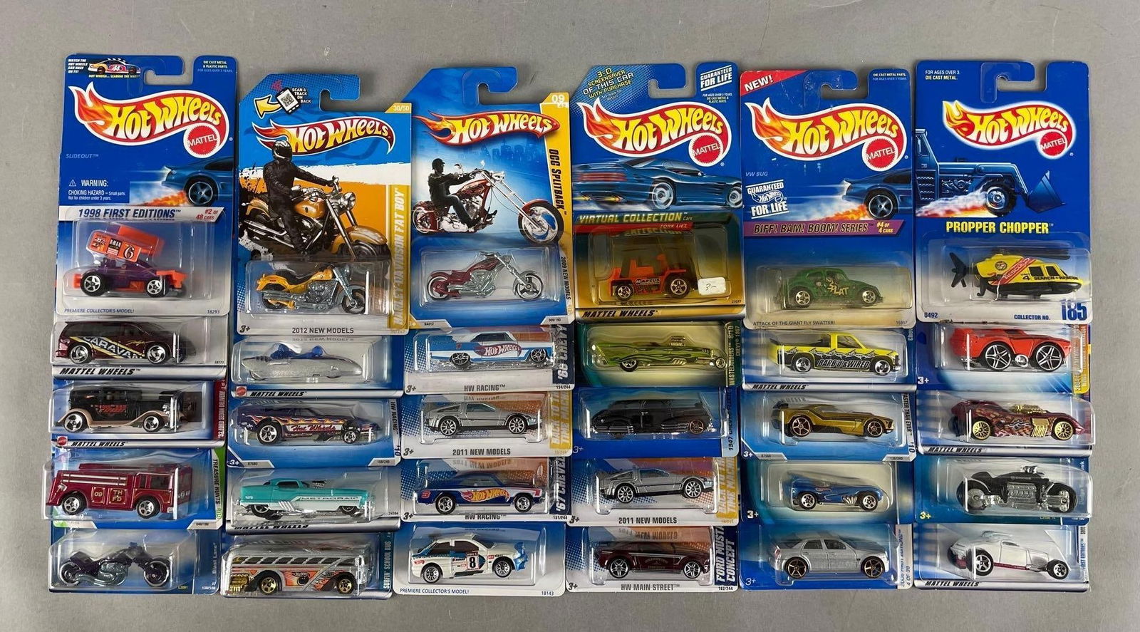 Group of Mattel Hot Wheels Die-Cast Vehicles: Includes motorcycles, mustang gt concept