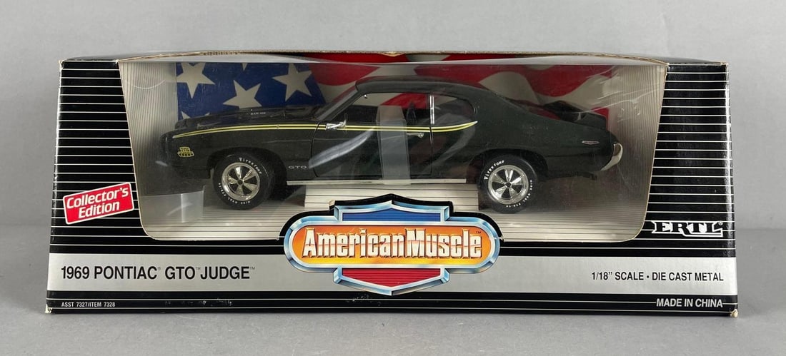 Ertl American Muscle 1969 Pontiac GTO Judge Die-Cast Car: Collector's edition 1/18 scale, original packaging