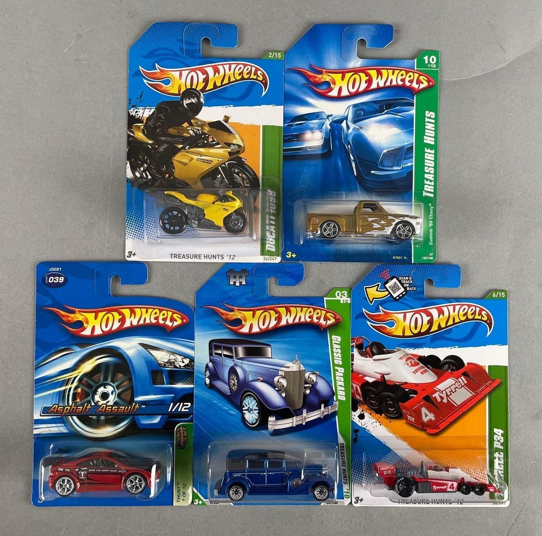 Group of Mattel Hot Wheels Treasure Hunt Die-Cast Vehicles: Includes Ducati 1098, Tyrell P34