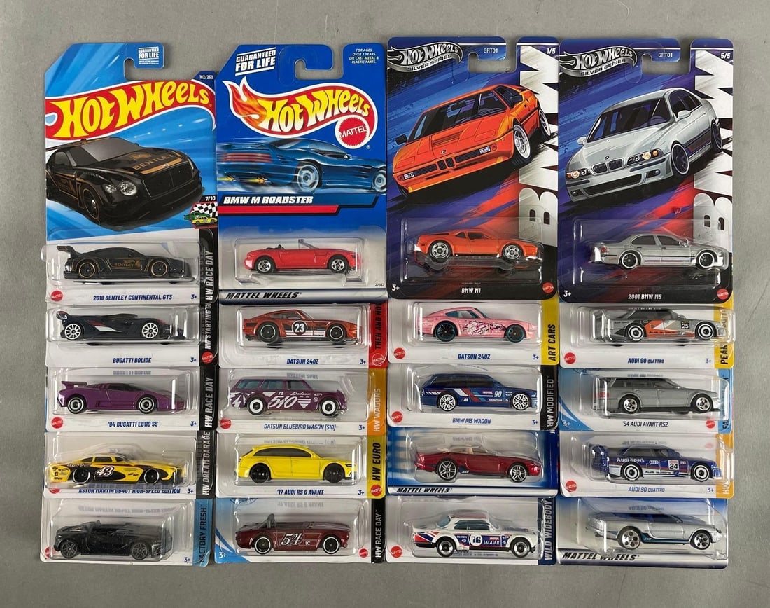 Group of Mattel Hot Wheels Foreign Die-Cast Vehicles: Includes Aston Martin, Audi, triumph