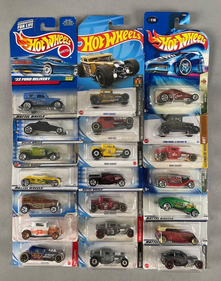 Group of Mattel Hot Wheels Hot Rod Die-Cast Vehicles: Original packaging