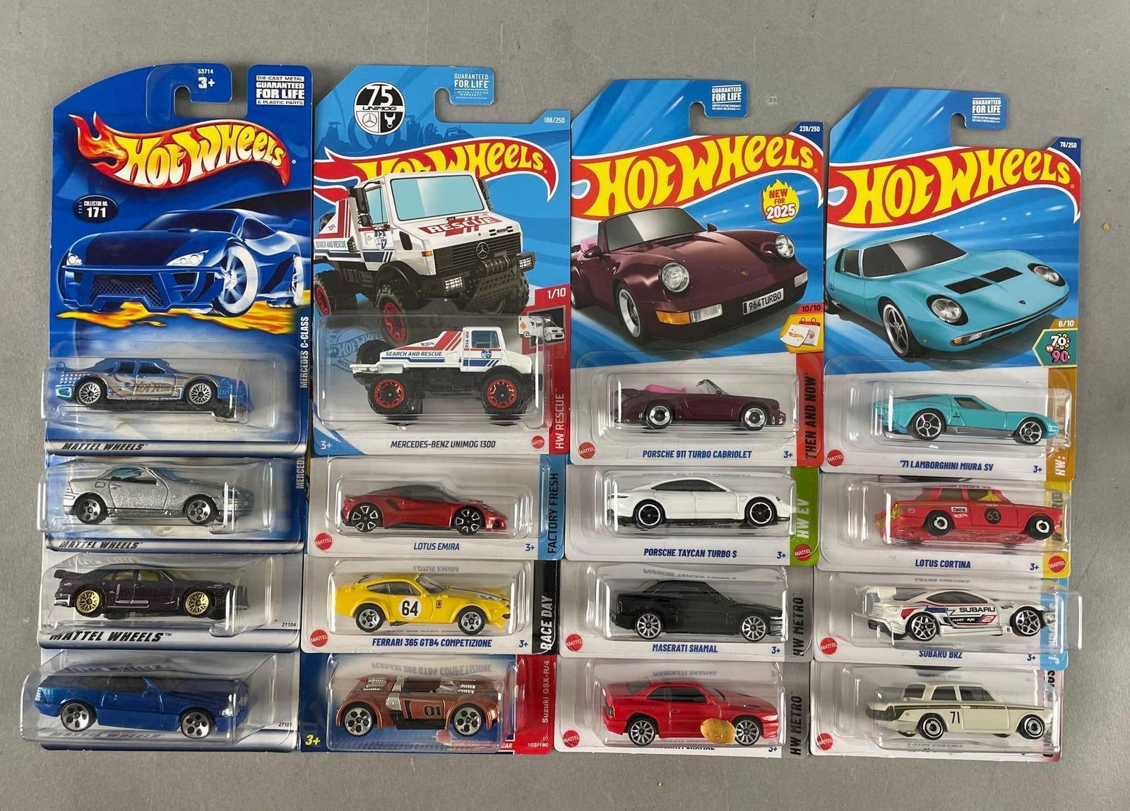 Group of Mattel Hot Wheels Foreign Die-Cast Vehicles: Includes Ferrari, Maserati, lotus
