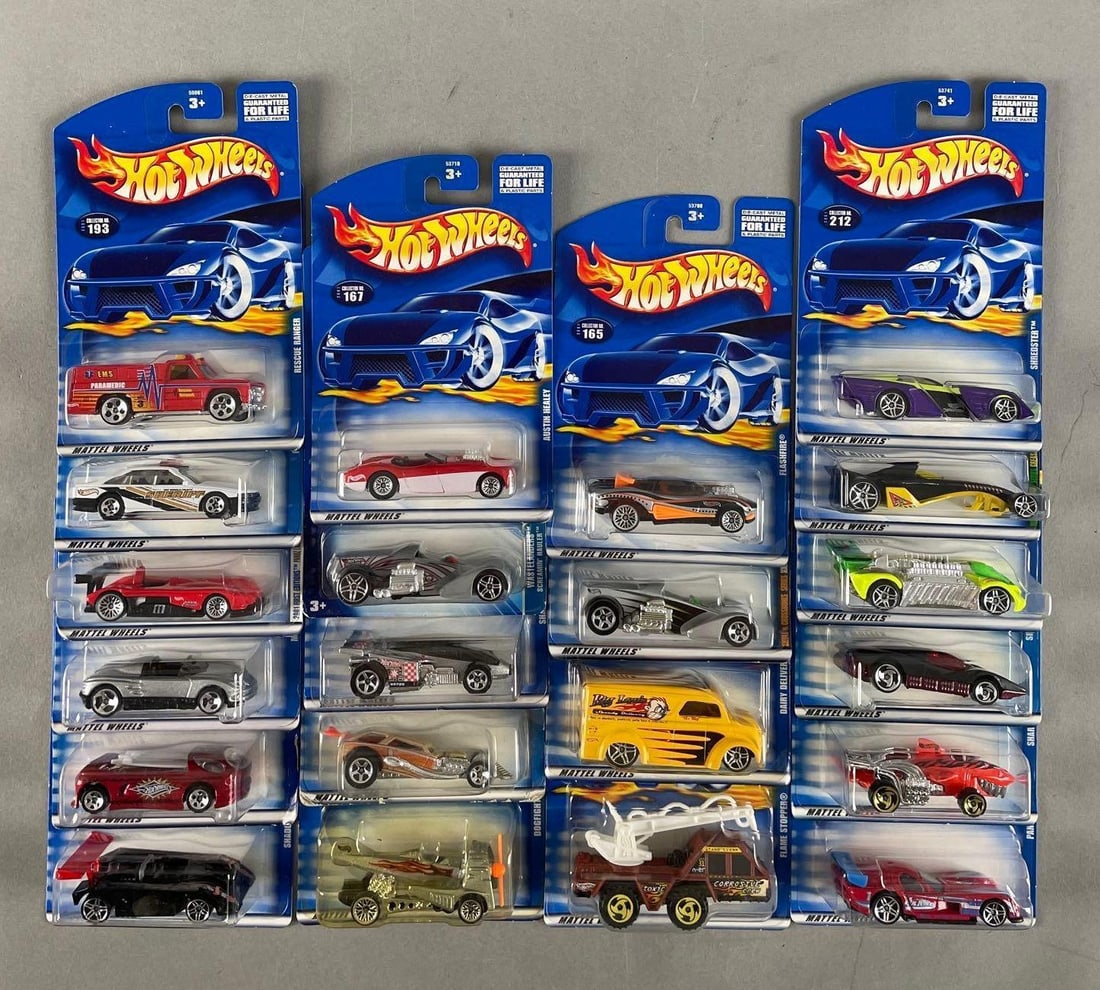 Group of Mattel Hot Wheels Die-Cast Vehicles: Includes Austin Healey, police car
