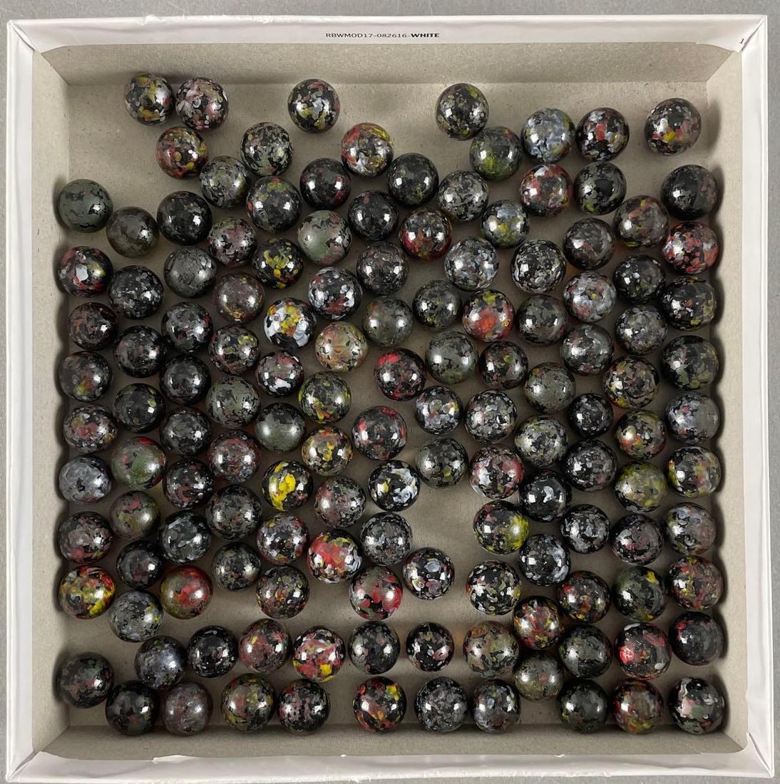 Group of 130+ Vintage Speckled Glass Marbles: Mint condition, largest measures 5/8"