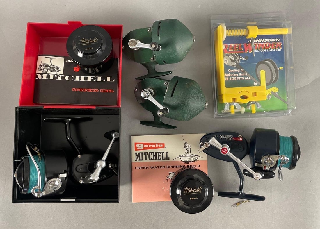 Group of Vintage Fishing Reels: Includes Garcia Mitchell, Shakespeare wondereel