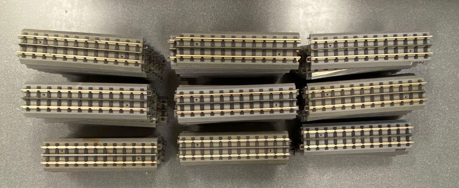 Group of MTH O Scale Electric Train Straight Tracks: longest measures 10 1/4” in length