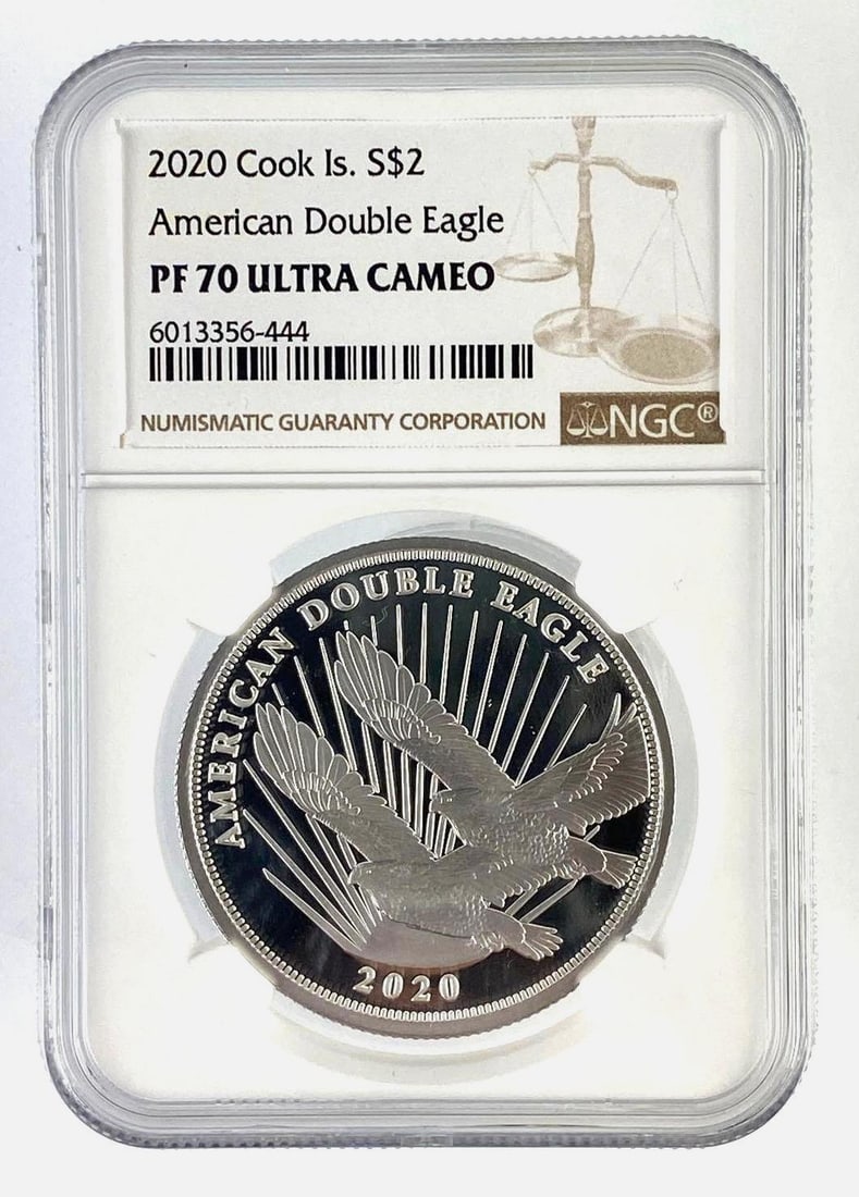 2020 Cook Island US 1 Oz American Silver Double Eagle NGC Graded PF70 Ultra CAMEO (1 of 2)