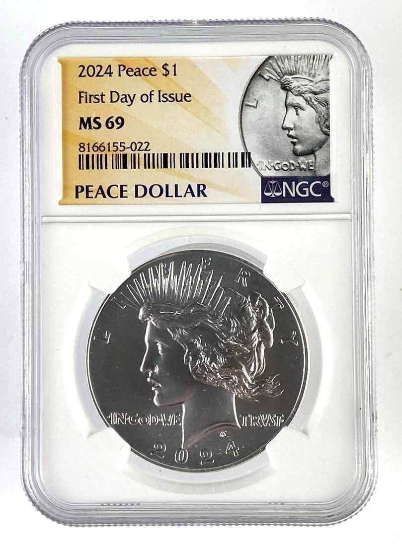2024 US Peace Silver Dollar NGC Graded MS69: First day of Issue.