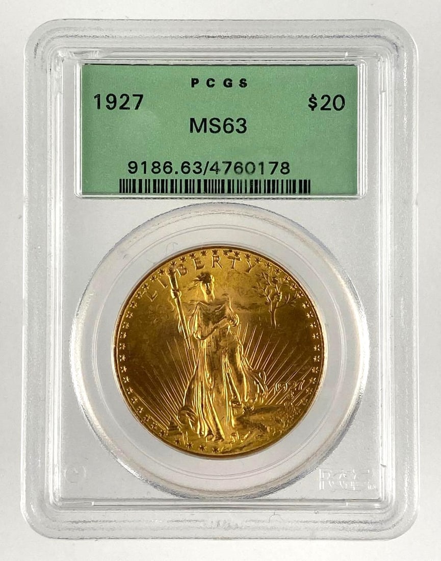 1927 US Saint Gaudens Gold Double Eagle PCGS Graded MS63 (1 of 2)