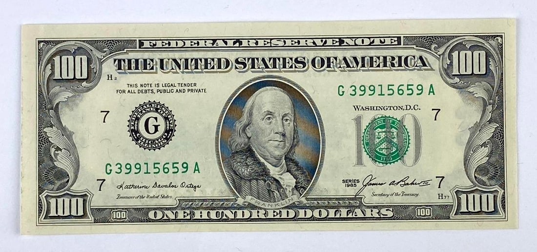 1985 US Mint $100 Federal Reserve Bank Note (1 of 2)