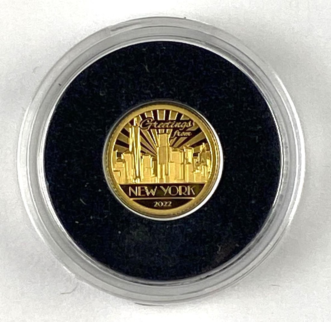 2022 Greetings From New York 1/4 Oz .9999 Fine Gold Queen Elizabeth Round: 2022 Greetings From New York 1/4 Oz .9999 Fine Gold Queen Elizabeth Round