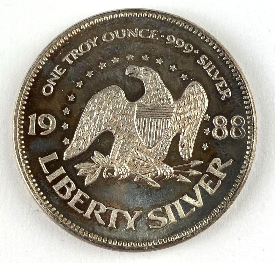 1988 Life, Liberty, Happiness 1 Oz .999 Silver Eagle Round: 1988 Life, Liberty, Happiness 1 Oz .999 Silver Eagle Round