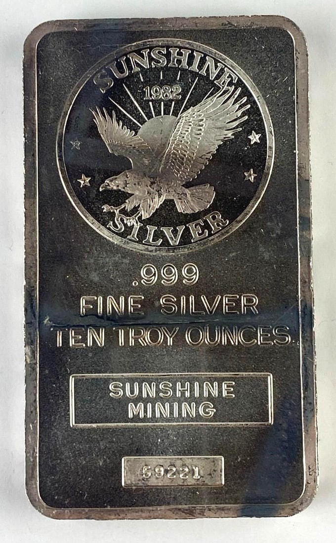 Sunshine Mining 10 Oz .999 Fine Silver Eagle Ingot/ Bar (1 of 2)