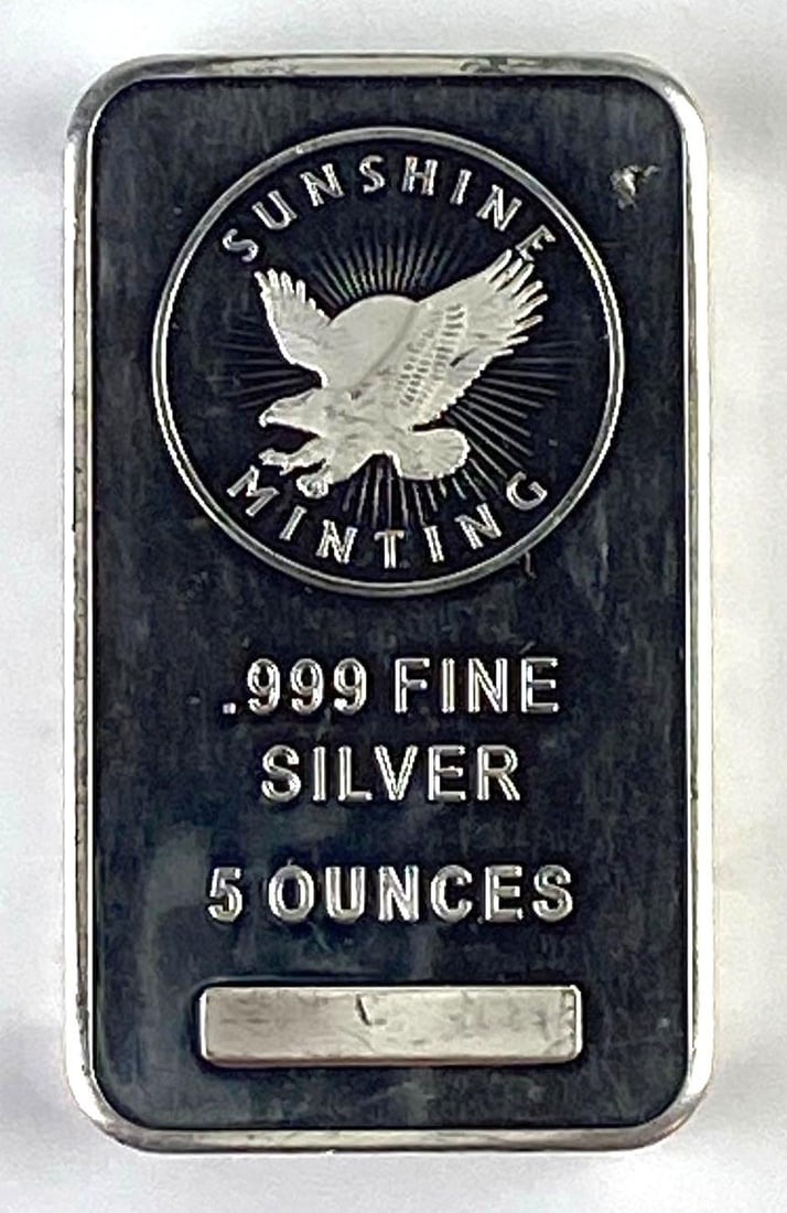 Sunshine Mining 5 Oz .999 Fine Silver Eagle Ingot/ Bar (1 of 2)