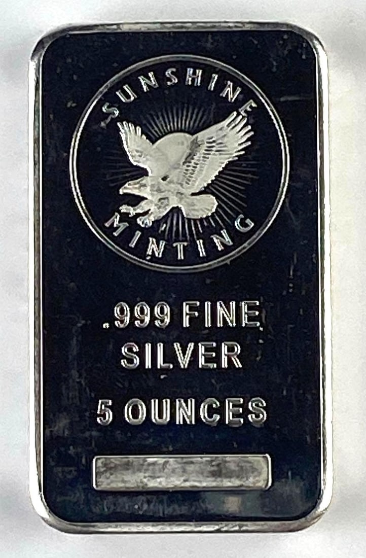 Sunshine Mining 5 Oz .999 Fine Silver Eagle Ingot/ Bar (1 of 2)