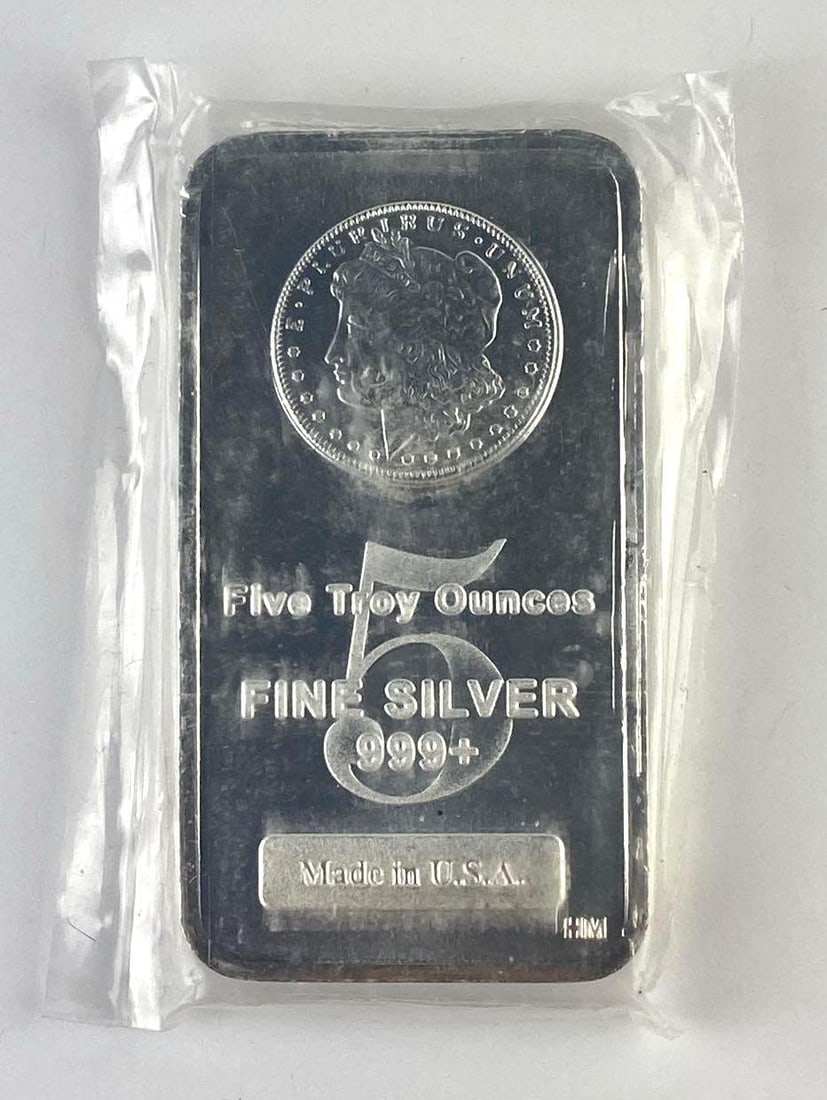 Hamilton Mint 5 Oz .999 Fine Silver Morgan Dollar Design Ingot/ Bar (1 of 2)