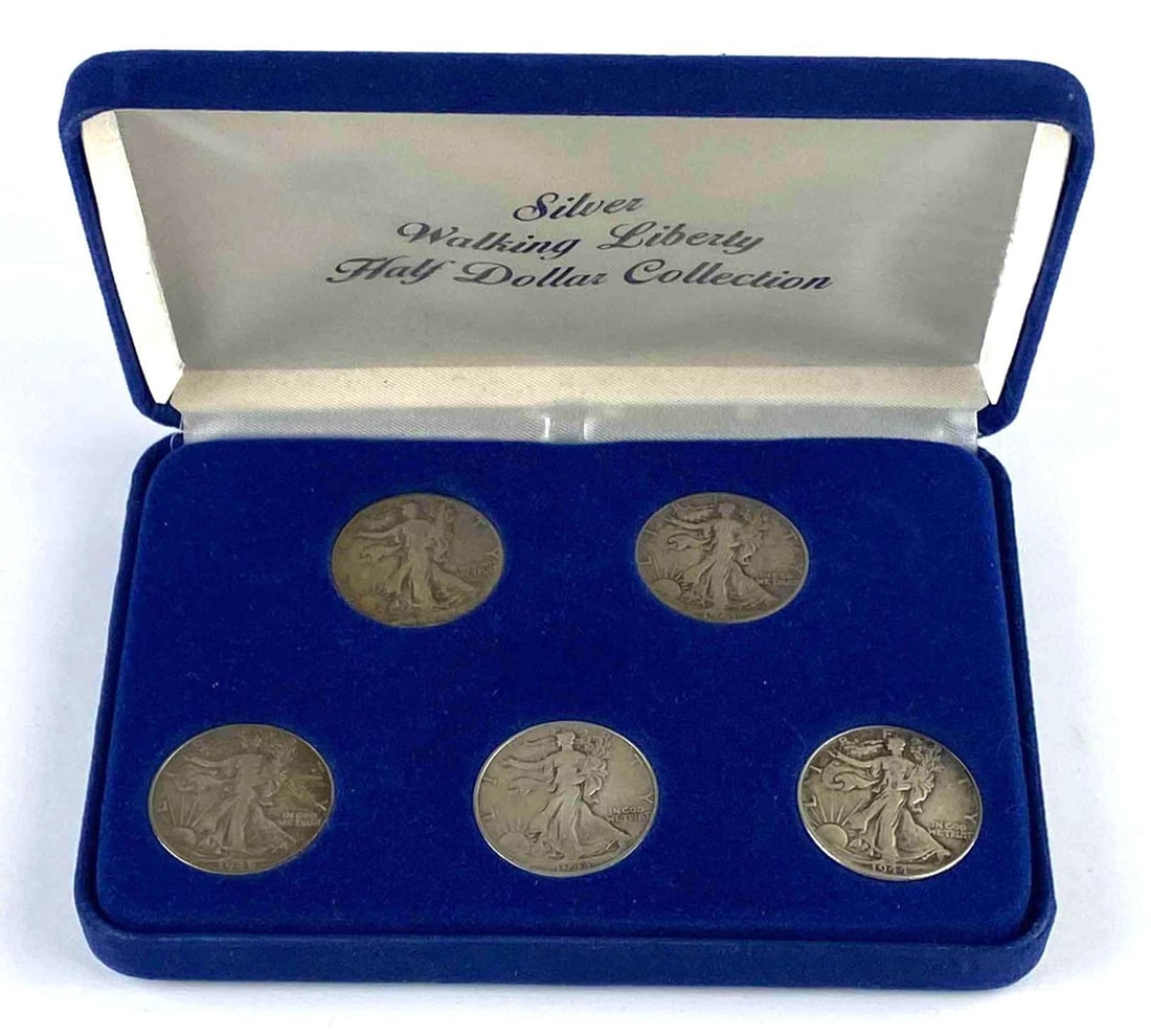Group of 5 US Walking Liberty Silver Half Dollars (1 of 3)