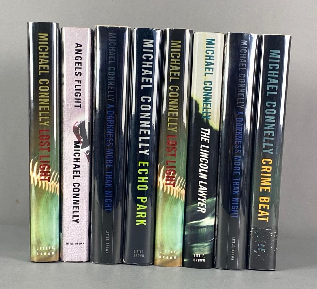 Group of 8 Signed Michael Connelly Hardcover Books: NO COA, BUYING AS IS, Includes crime beat, the Lincoln lawyer, lost light and more, largest measures 9 1/2” H x 6 1/2” W