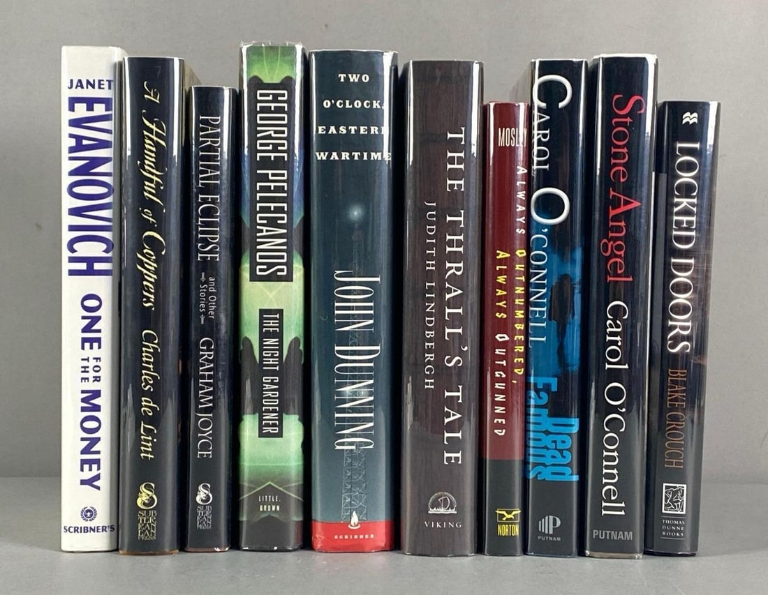 Group of 10 Signed Hardcover Books: NO COA, BUYING AS IS, Includes Carol O’Connell, Blake Crouch, Judith Lindbergh, largest measures 9 1/2” H x 6 1/2” W
