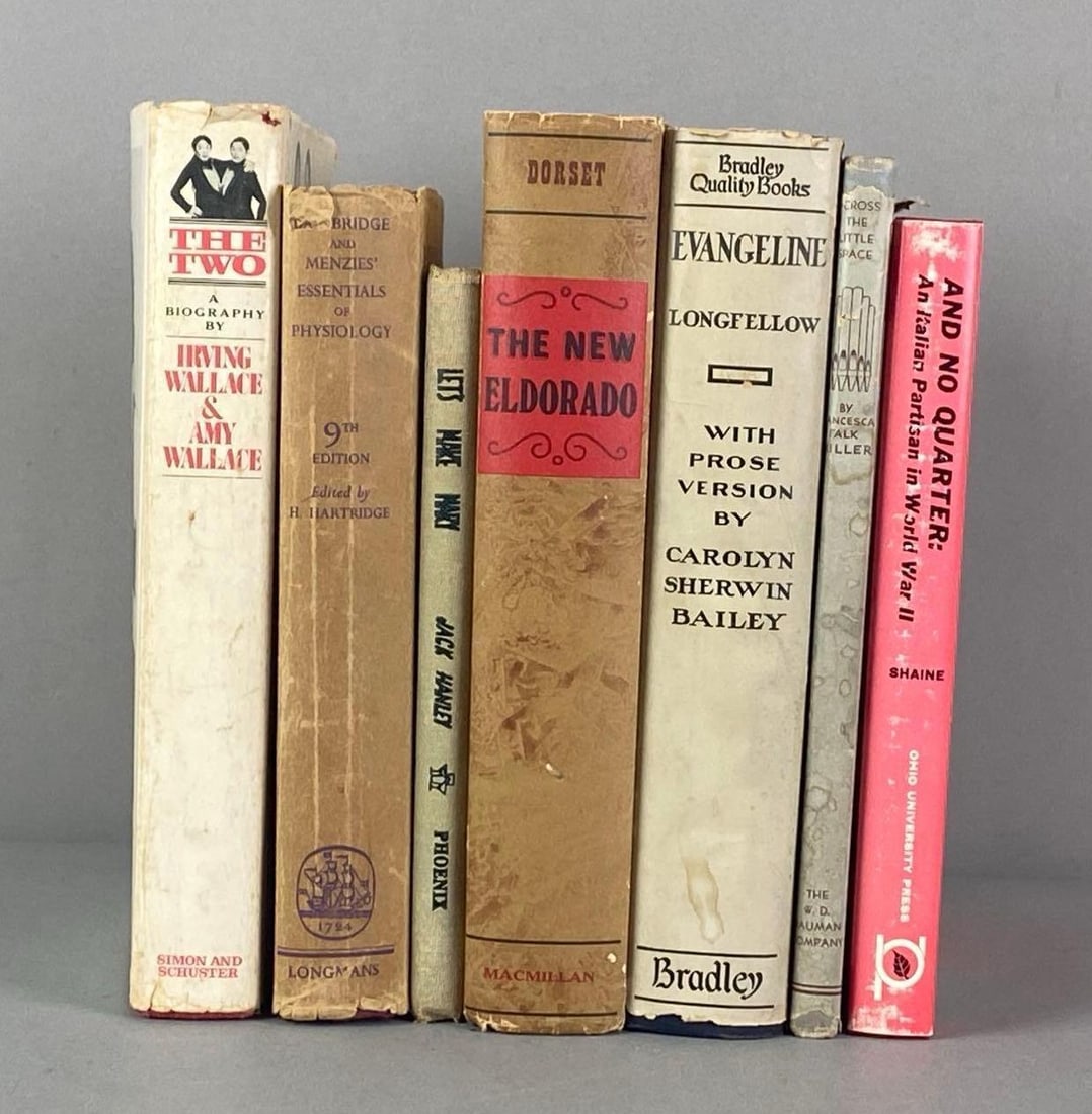 Group of 7 Vintage Hardcover Books: Includes And No Quarter, The New Eldorado, The Teo and More, largest measures 9 1/2” H x 6 1/2” W