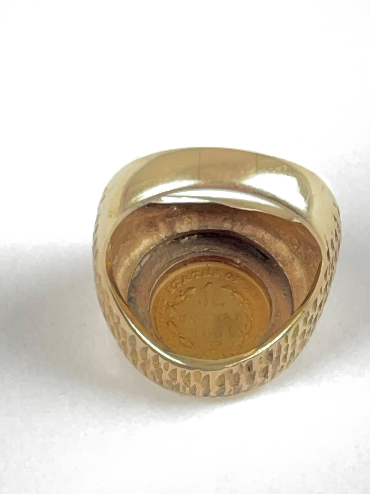 14K Gold Ring with Liberty Head Coin Setting - 3