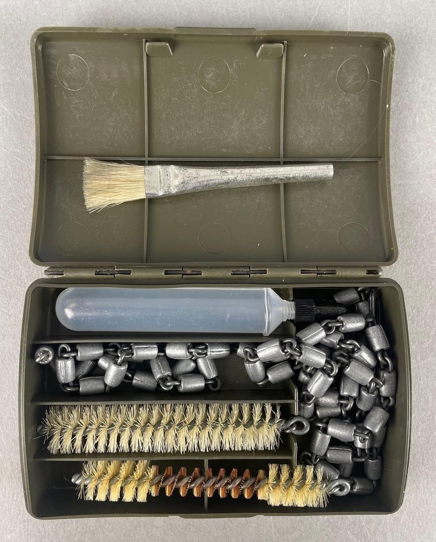 German Military Issue 7.62 - 9mm Cal. Gun Cleaning Kit: Measures 3 1/4" x 5" x 1 1/2"