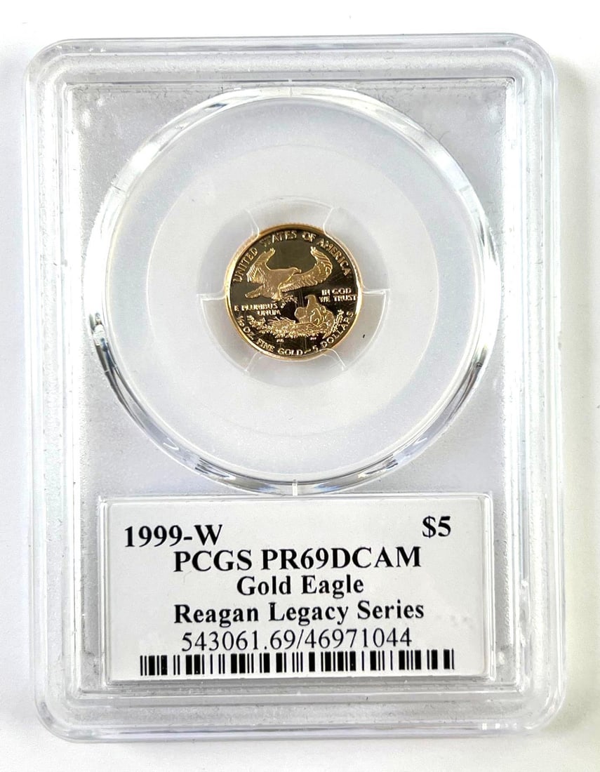 1999 US $5 Michael Reagan American Eagle 1/10 oz Fine Gold Coin PCGS PR69: DCAM, Reagan Legacy Series