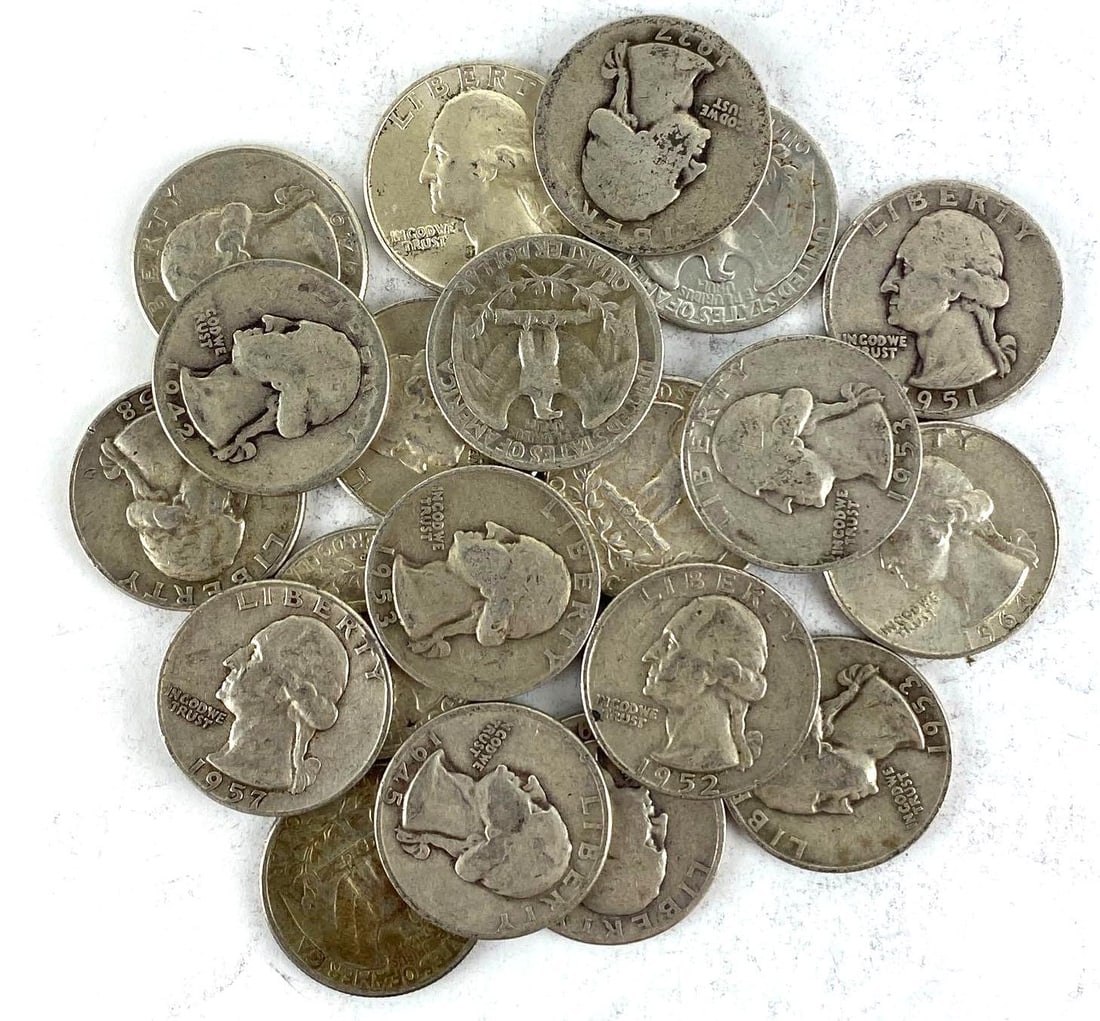 Group of 20 Washington 90% Silver Quarters (1 of 1)