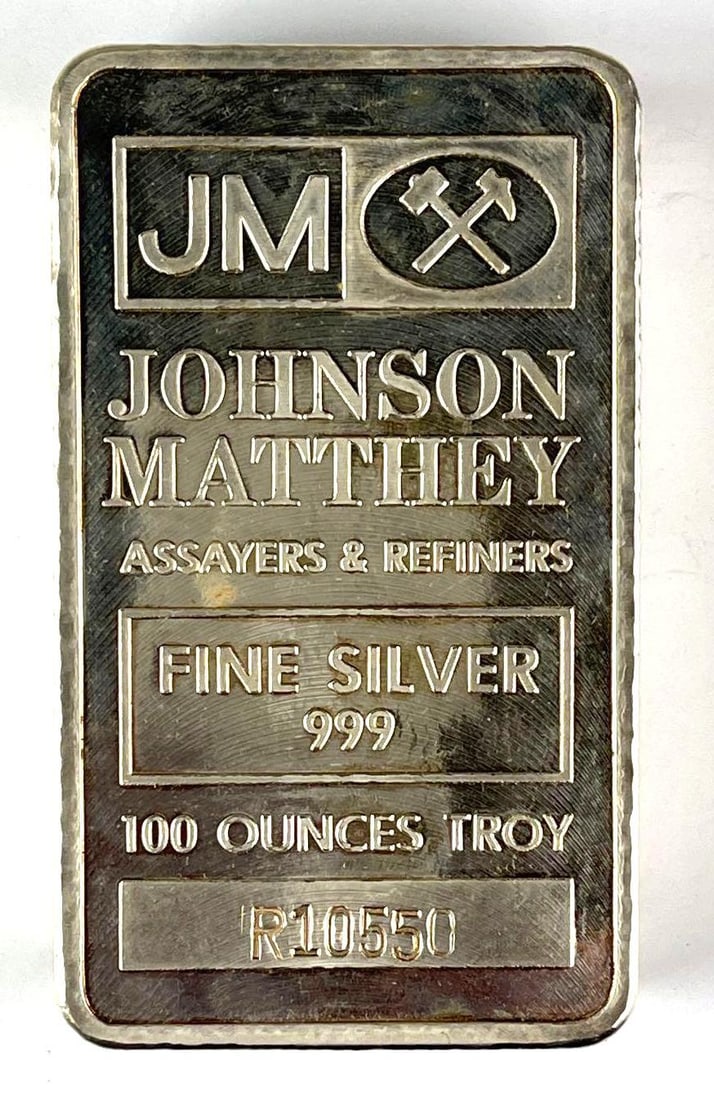 Johnson Matthey 100 oz 999 Fine Silver Ingot/ Bar: Johnson Matthey 100 oz 999 Fine Silver Ingot/ Bar