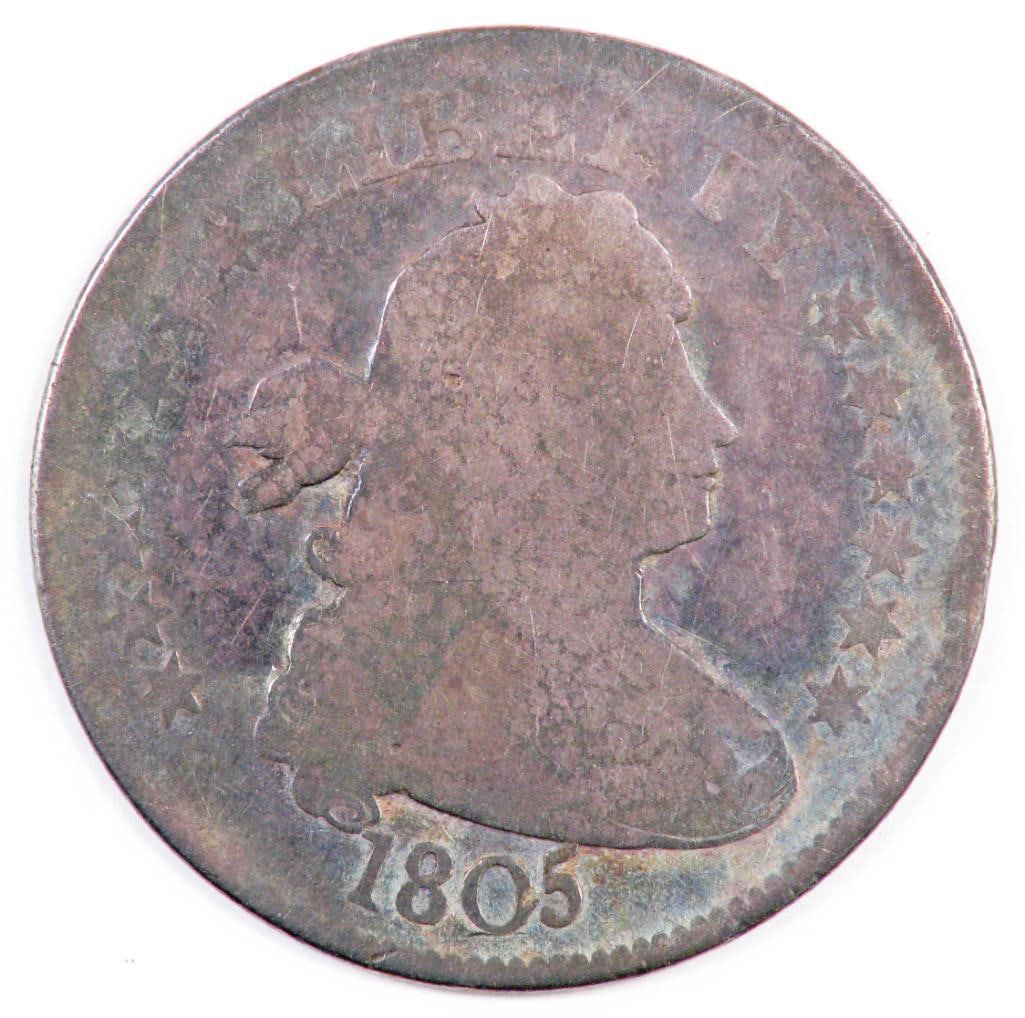 1805 Draped Bust Silver Quarter Heraldic Eagle Reverse. - 2