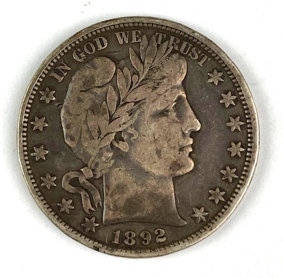 1892 US Barber Silver Half Dollar: 1892 US Barber Silver Half Dollar