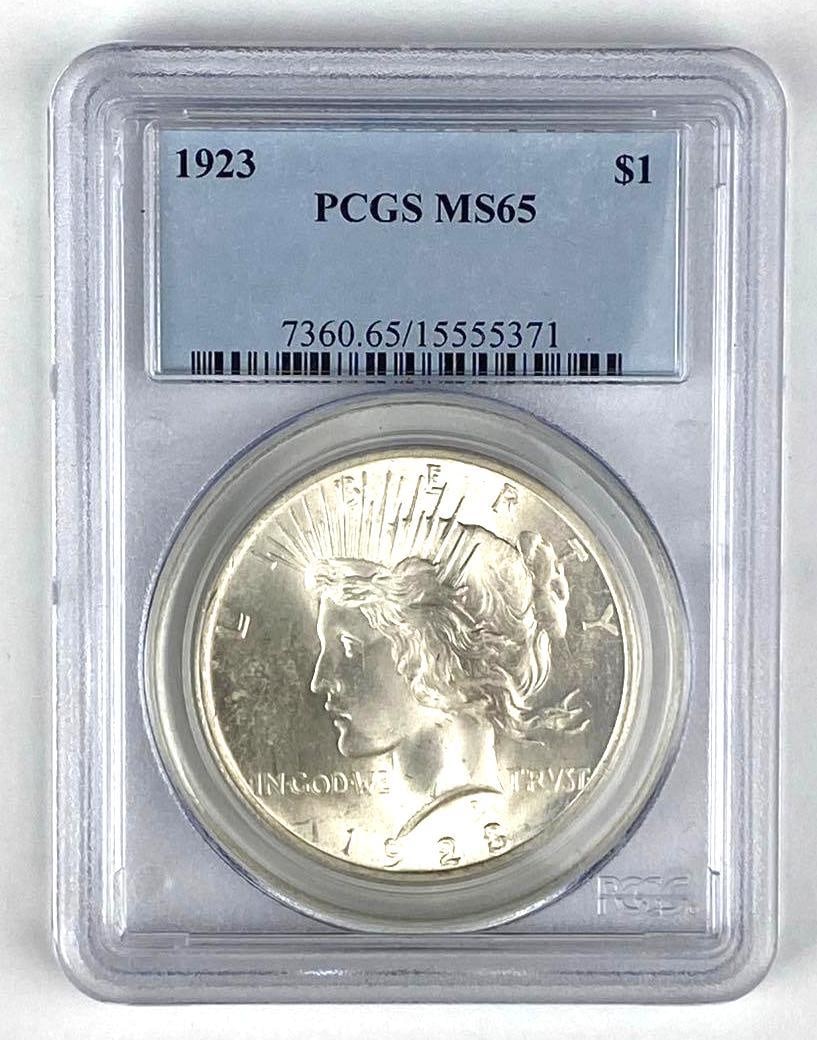 1923 Peace Silver Dollar PCGS Graded MS65: 1923 Peace Silver Dollar PCGS Graded MS65