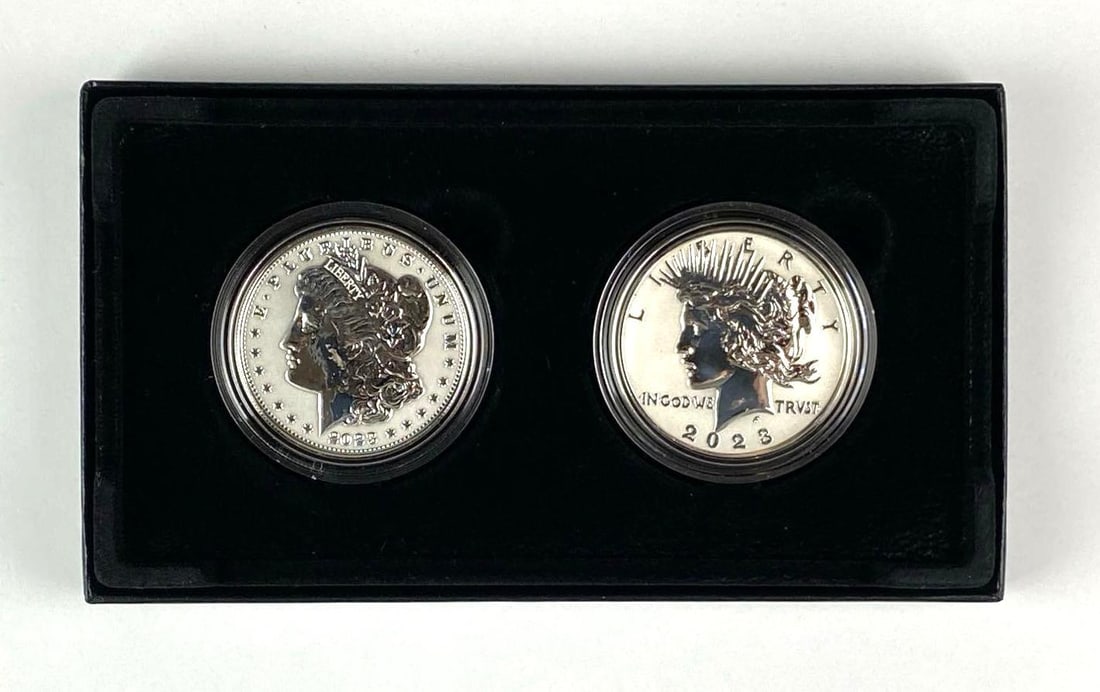 2023 US Mint Morgan and Peace Silver Dollar Reverse Proof Two Coin Set: Includes COA