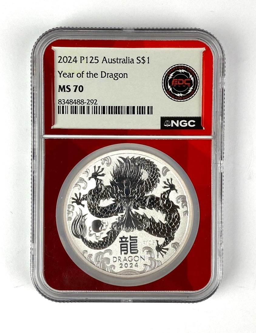 2024 P125 Australia $1 Year of the Dragon 1 oz 9999 Silver NGC Graded MS70: EDC Plug